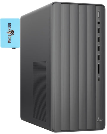 HP Envy TE01-4000 Home & Business Desktop (Intel i7-13700 16-Core, 32GB RAM, 2TB PCIe SSD, Intel UHD 770, WiFi, Bluetooth, Nightfall Black, Win 11 Home) Bundle w/DKZ hub