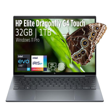 HP Dragonfly G4 13.5" WUXGA+ Notebook Intel Core i7-1355U vPro (10 Core) 32GB LPDDR5 Memory - 1TB SSD - Backlit KB, Fingerprint, 65W Charging Wolf Security, Windows 11 Pro w/Deskpad