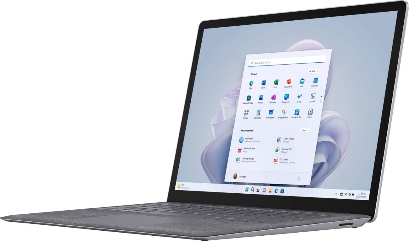 Microsoft Surface Laptop 5 13.5" Touchscreen, Intel Evo Core i5-1235U 1.3GHz, 8GB RAM, 256GB SSD, Windows 11 Pro, Platinum