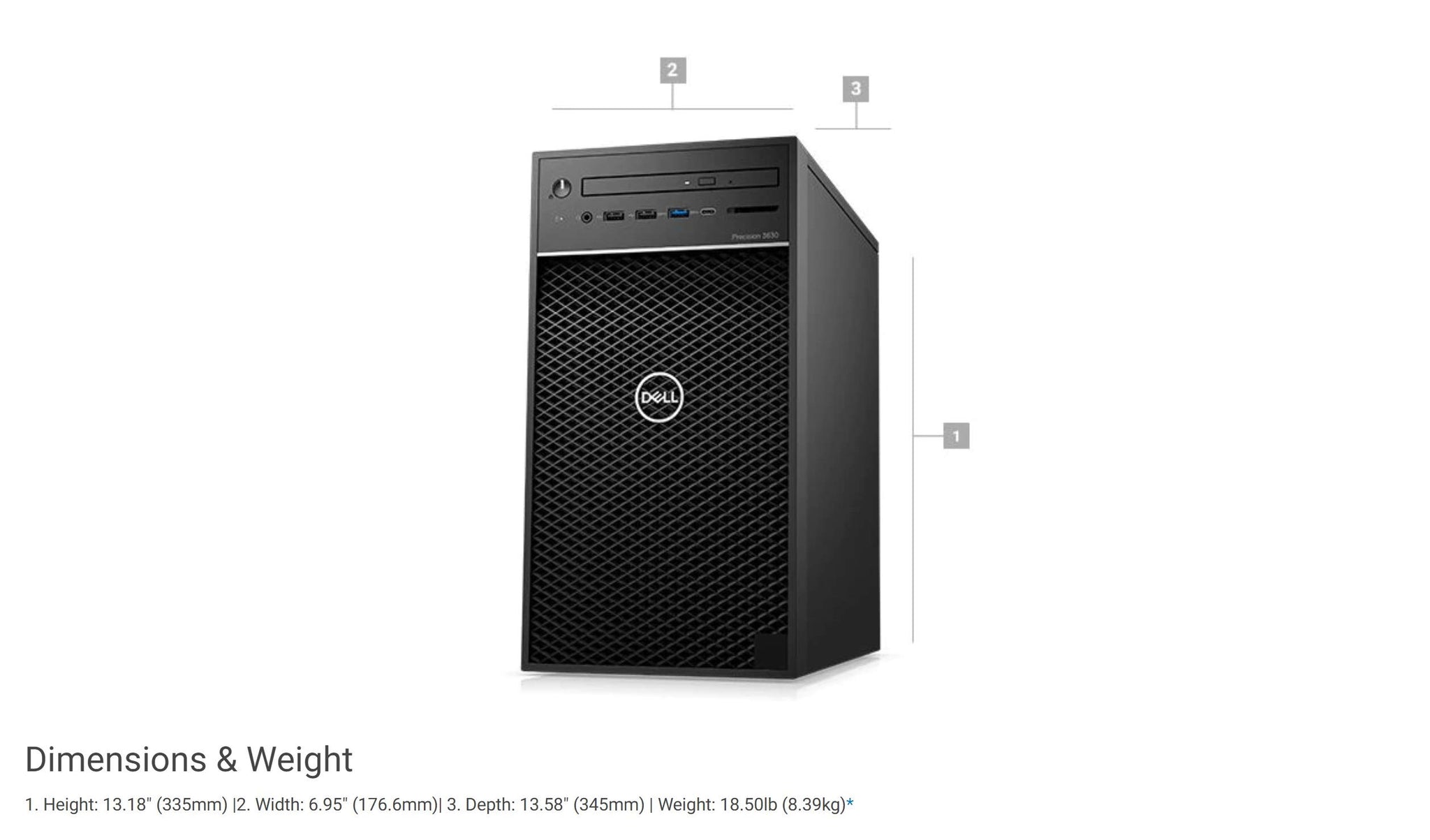 Dell Precision 3630 Workstation Intel 8th Gen i7-8700K 3.7GHz (Up to 4.70GHz) 6-Core CPU 16GB DDR4-2666MHz Memory 512GB NVMe PCIe SSD 1TB 7200RPM SATA HDD Windows 10 Pro
