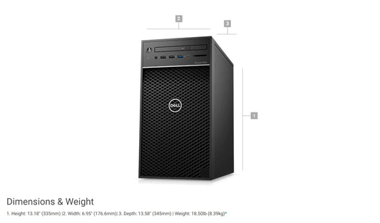 Dell Precision 3630 Workstation Intel 8th Gen i7-8700K 3.7GHz (Up to 4.70GHz) 6-Core CPU 16GB DDR4-2666MHz Memory 512GB NVMe PCIe SSD 1TB 7200RPM SATA HDD Windows 10 Pro