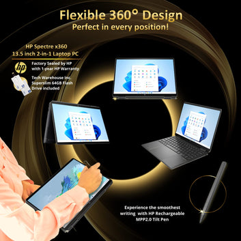 HP Spectre x360 14T Laptop i7-1255U, 16GB RAM, 2TB NVMe SSD, 13.5