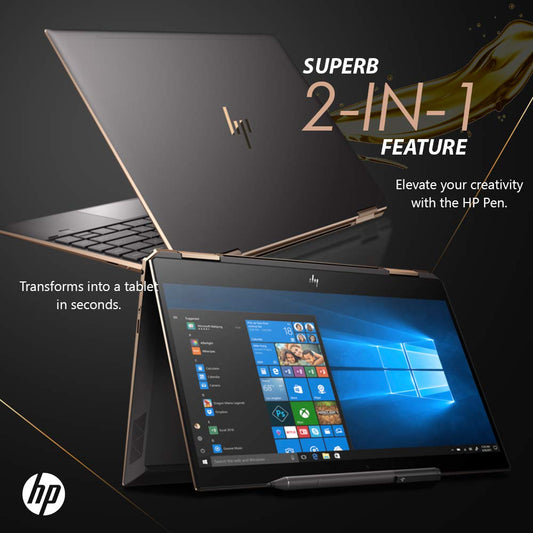 HP Spectre x360 2019 13T Gemcut Laptop i7-8565U 1.8GHz, 16GB RAM, 512GB SSD, Windows 10 Home, USB C, 13.3 FHD Touchscreen, B&O Speakers, Win 10 Home