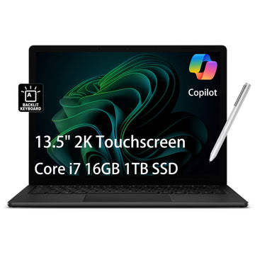 Microsoft Surface Laptop 5 Laptop (13.5" 2K Touchscreen, Intel 10-Core i7-1265U, 16GB LPDDR5X, 1TB SSD), IST Active Pen, 18-Hr Battery Life, Backlit, Wi-Fi 6, Webcam, Win 11 Pro w/AI Copilot, Black