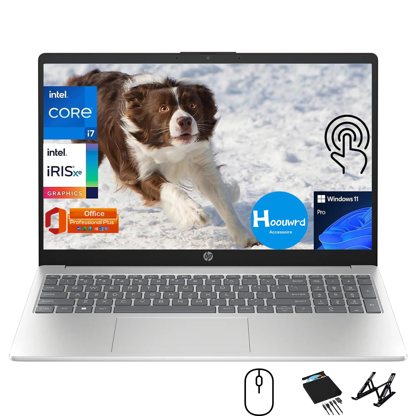 HP Touch-Screen Laptop Computer for Business - Win 11 Pro with Office 2021 Lifetime License, 15.6" FHD Display, Intel i7-1255U(10-core), HD Webcam, WiFi, Fast Charge