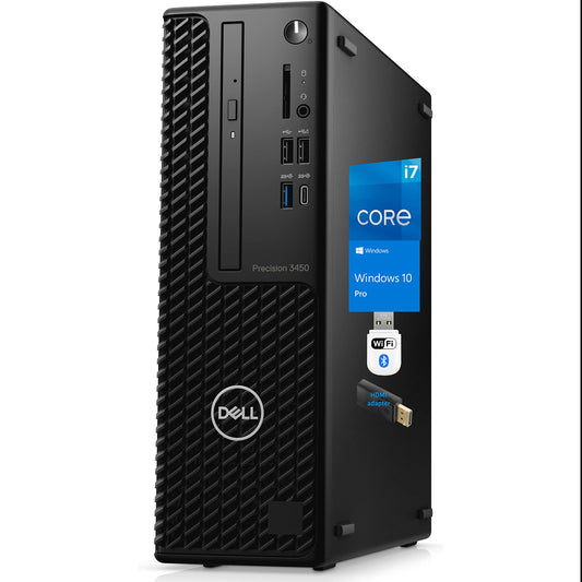 Dell Precision 3450 Desktop Workstation – I7-10700 - 16GB RAM, 512GB NVMe SSD, Intel UHD 630 Graphics, DisplayPort, HDMI, USB Type-C, DVD, Wi-Fi, Bluetooth - Windows 11 Pro